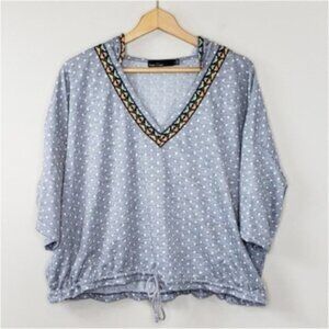 Karats + Caviar | Polka Dot Hoodie with Embroidered Trim Size Medium